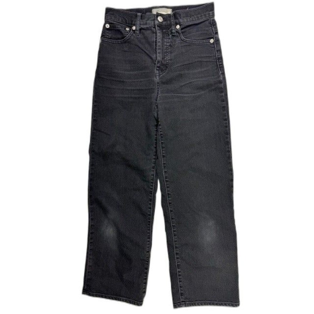 Madewell Size 25 Womens Jeans Slim Wide Leg Crop Black Mid Rise Stretch